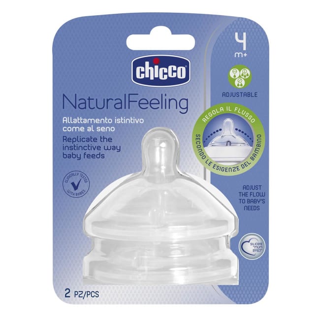 Chicco Nursing Teat Natural Feeling 4m+ Adjsutable Flow 2 Pack