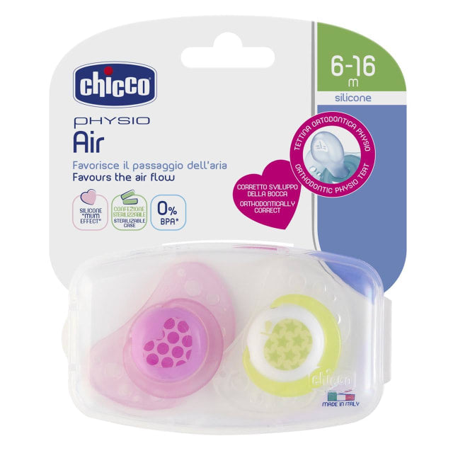 Chicco Physio Air Soother 6-16 Months 2 Pack - Girl