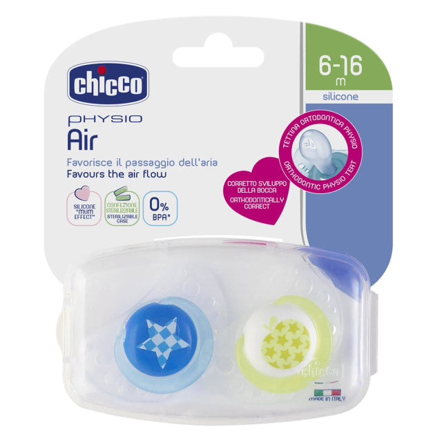 Chicco Physio Air Soother 6-16 Months 2 Pack - Boy