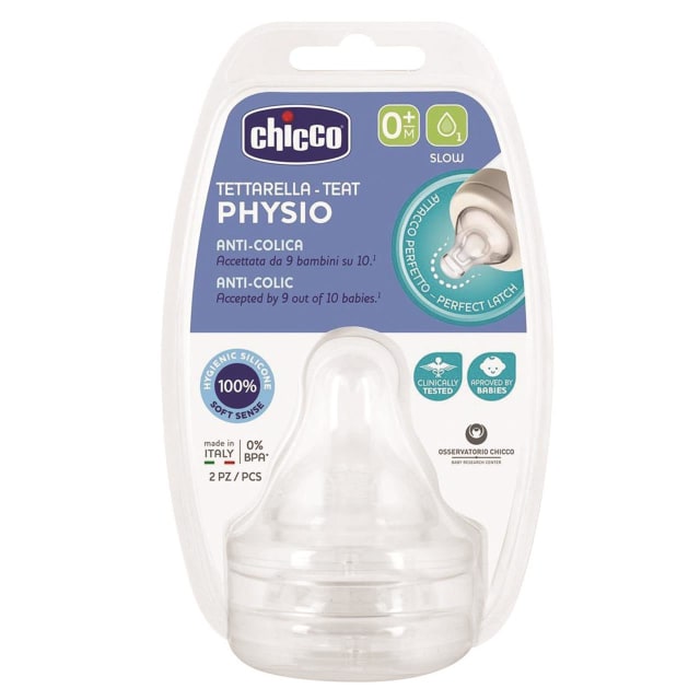 Chicco Nursing Teat Perfect5 0m+ Slow Flow Sil 2 Pack