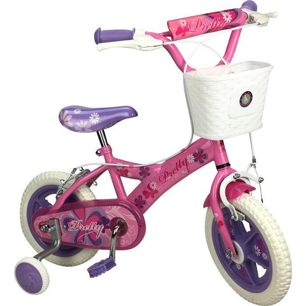 Pink Pretty 12 inch Girl Pavement Cycle Bike with Training Wheel - Aussie Baby
