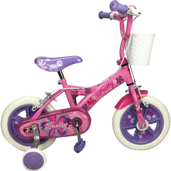 Pink Pretty 12 inch Girl Pavement Cycle Bike with Training Wheel - Aussie Baby