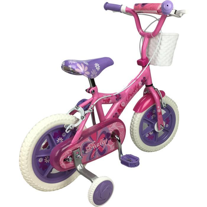 Pink Pretty 12 inch Girl Pavement Cycle Bike with Training Wheel - Aussie Baby