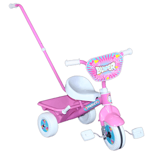 Deluxe Learn 'n' Ride Pink Pedal Tricycle With Push Bar - Aussie Baby