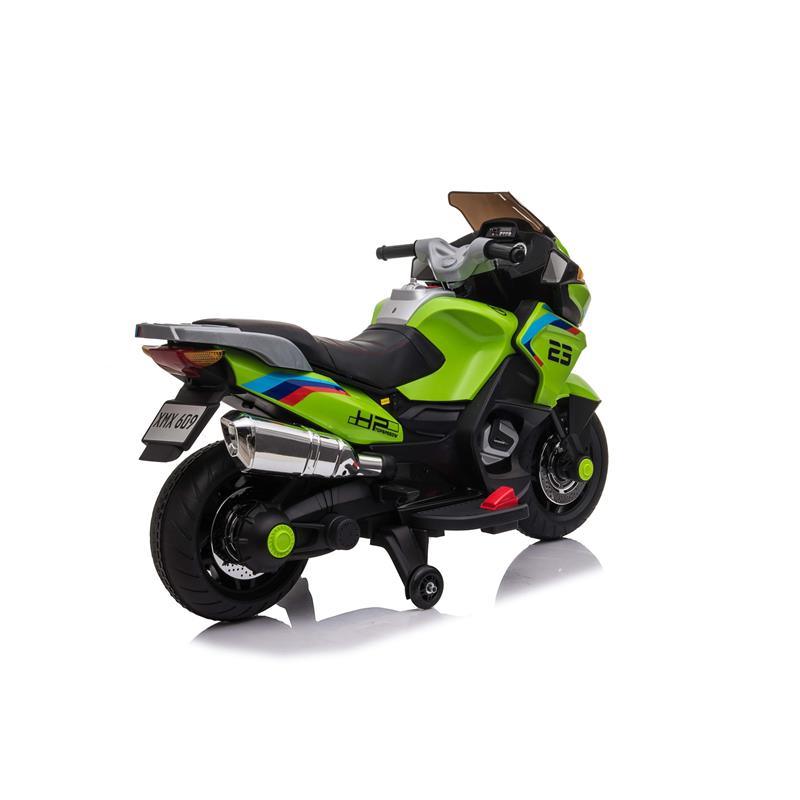 Kids Ride On Motorcycle Electric Battery Powered Leather Seat - Green - Aussie Baby
