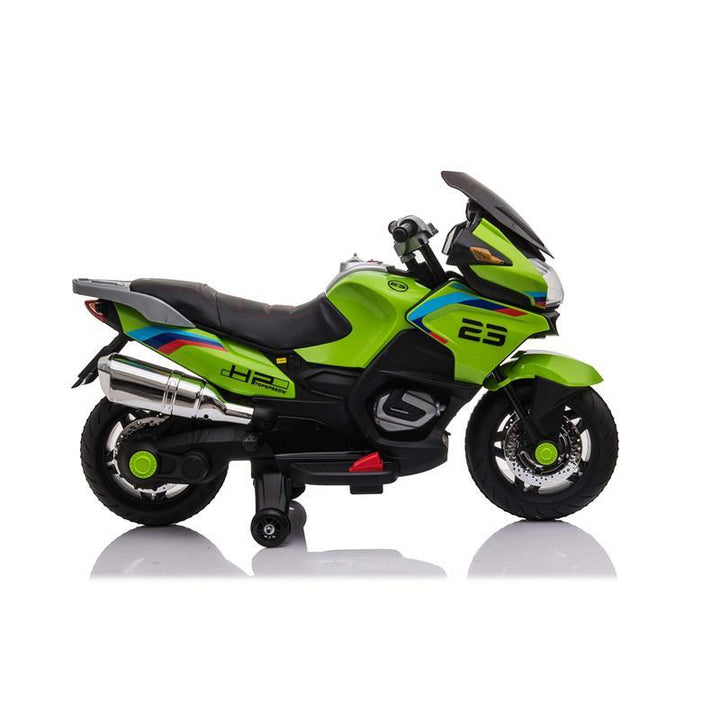 Kids Ride On Motorcycle Electric Battery Powered Leather Seat - Green - Aussie Baby