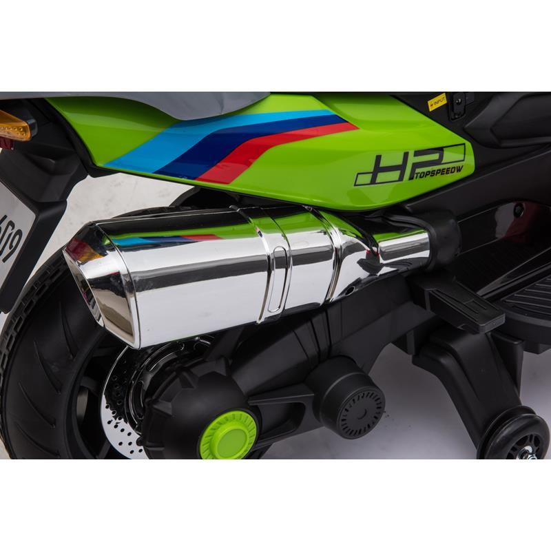 Kids Ride On Motorcycle Electric Battery Powered Leather Seat - Green - Aussie Baby