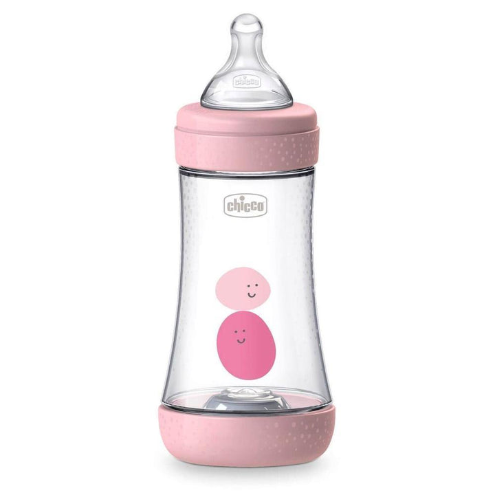 Chicco Perfect 5 Silicone Bottle Medium Flow (Pink) - 240mL - Aussie Baby