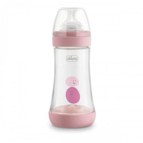 Chicco Perfect 5 Silicone Bottle Medium Flow (Pink) - 240mL - Aussie Baby