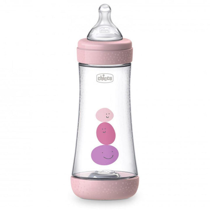 Chicco Perfect 5 Silicone Bottle Fast Flow (Pink) - 300mL - Aussie Baby