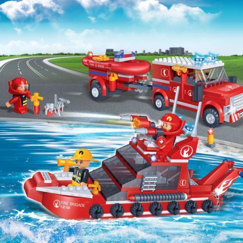 BanBao Fire and Rescue - Fire Car and Boat Set 8312 - Aussie Baby