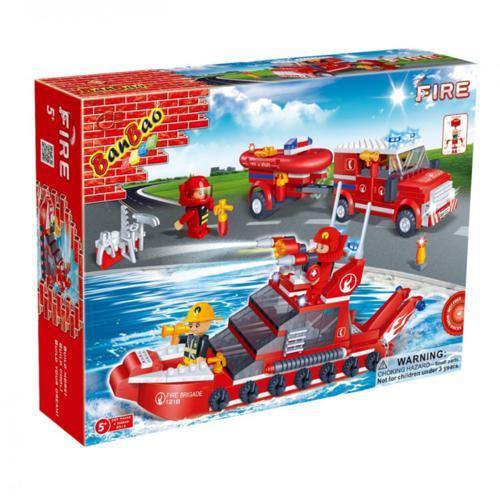 BanBao Fire and Rescue - Fire Car and Boat Set 8312 - Aussie Baby