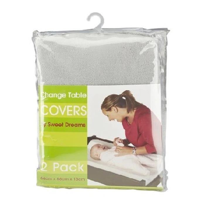 Sweet Dreams Change Table Mattress Covers Grey 2 Pack - Aussie Baby
