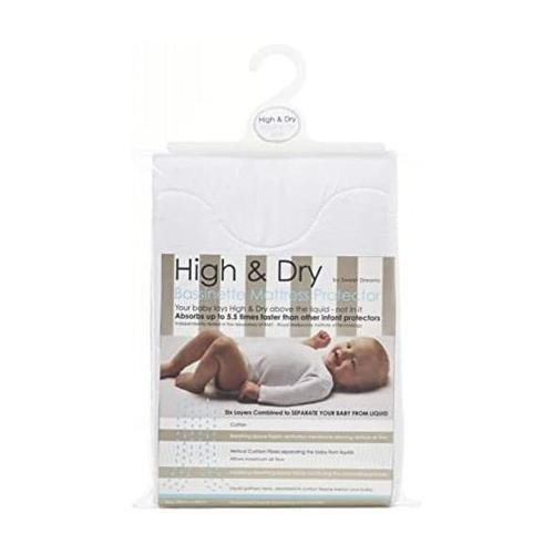 Sweet Dreams High & Dry Bassinet Mattress Protector, White - Aussie Baby