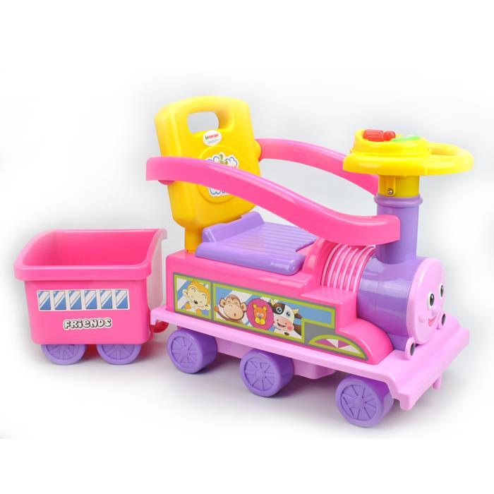 Toddler Kids Choo Choo Ride-On Train Toy with Trailer - Pink - Aussie Baby