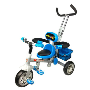 Reverse Seat Kids Baby Toddler Tricycle with Parent Handle - Blue - Aussie Baby