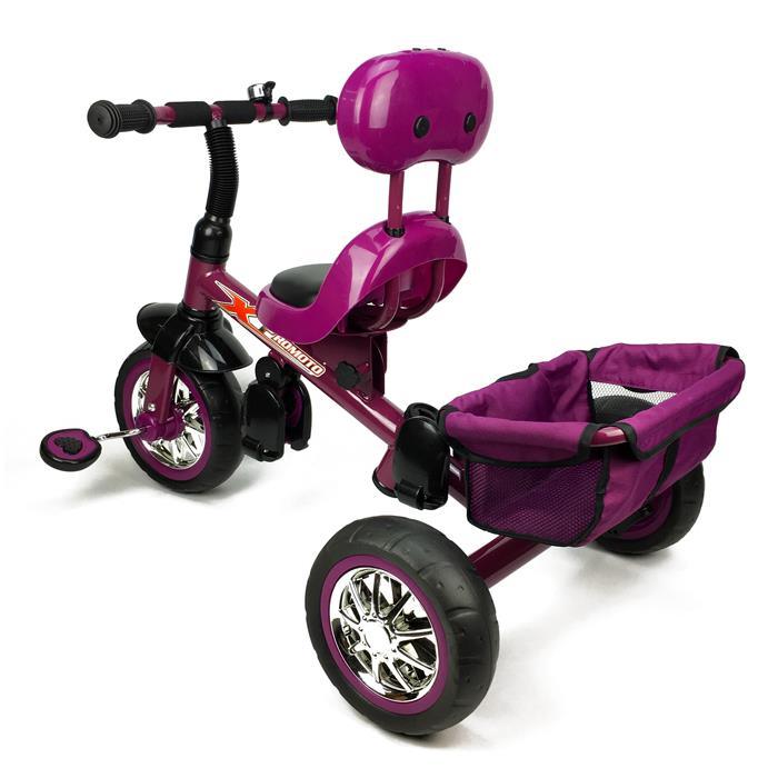 Reverse Seat Kids Baby Toddler Tricycle with Parent Handle - Purple - Aussie Baby