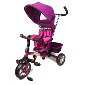 Reverse Seat Kids Baby Toddler Tricycle with Parent Handle - Purple - Aussie Baby