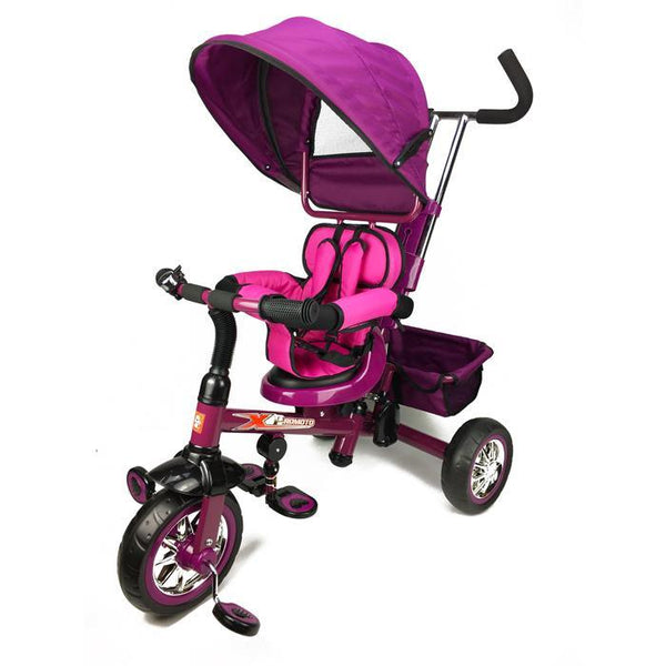 Reverse Seat Kids Baby Toddler Tricycle with Parent Handle - Purple - Aussie Baby