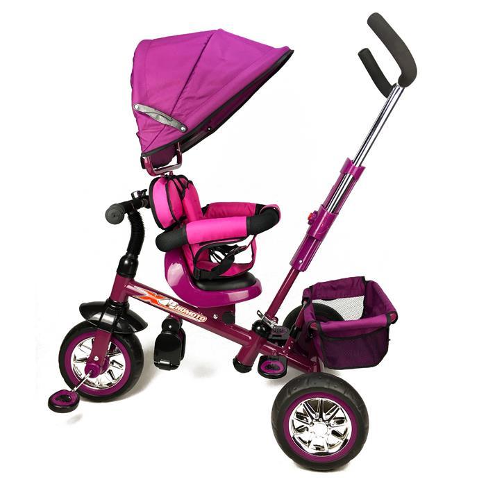 Reverse Seat Kids Baby Toddler Tricycle with Parent Handle - Purple - Aussie Baby