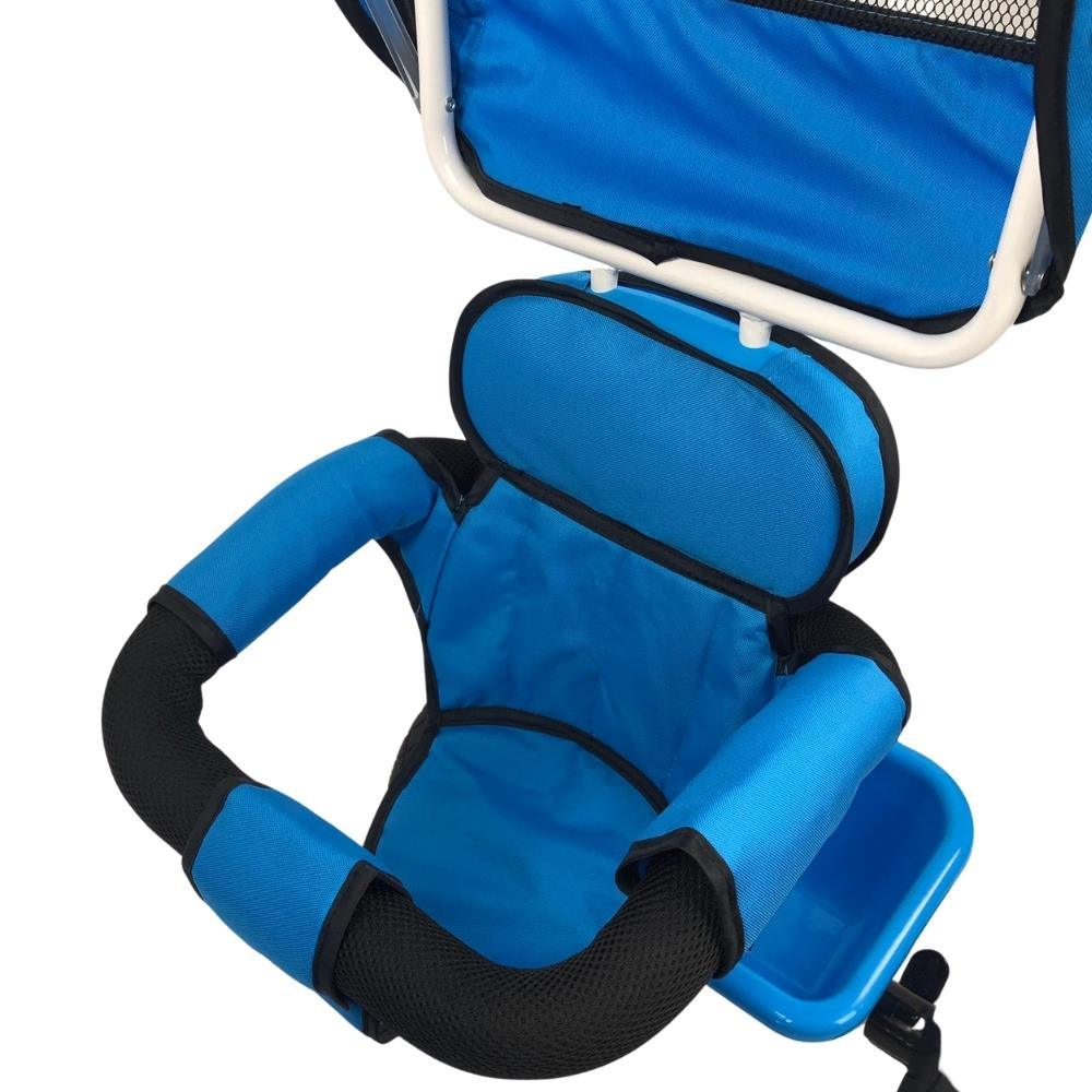 Kids Tandem Tricycle Double Seats Ride-On Trike With Parent Handle - Blue - Aussie Baby