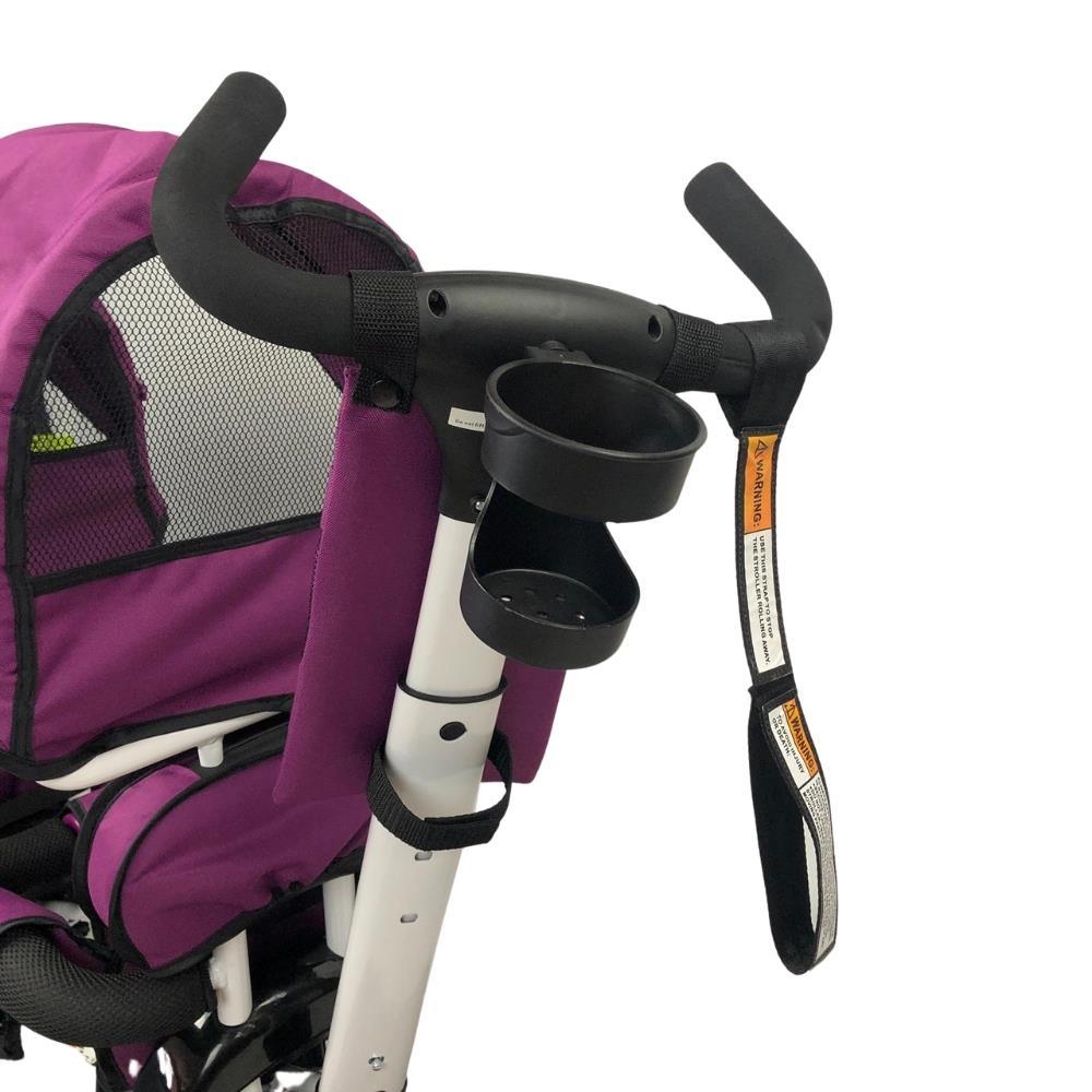 Kids Tandem Tricycle Double Seats Ride-On Trike With Parent Handle - Purple - Aussie Baby
