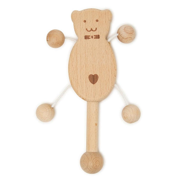 Bear Shaped Wooden Rattle and Teether - Aussie Baby