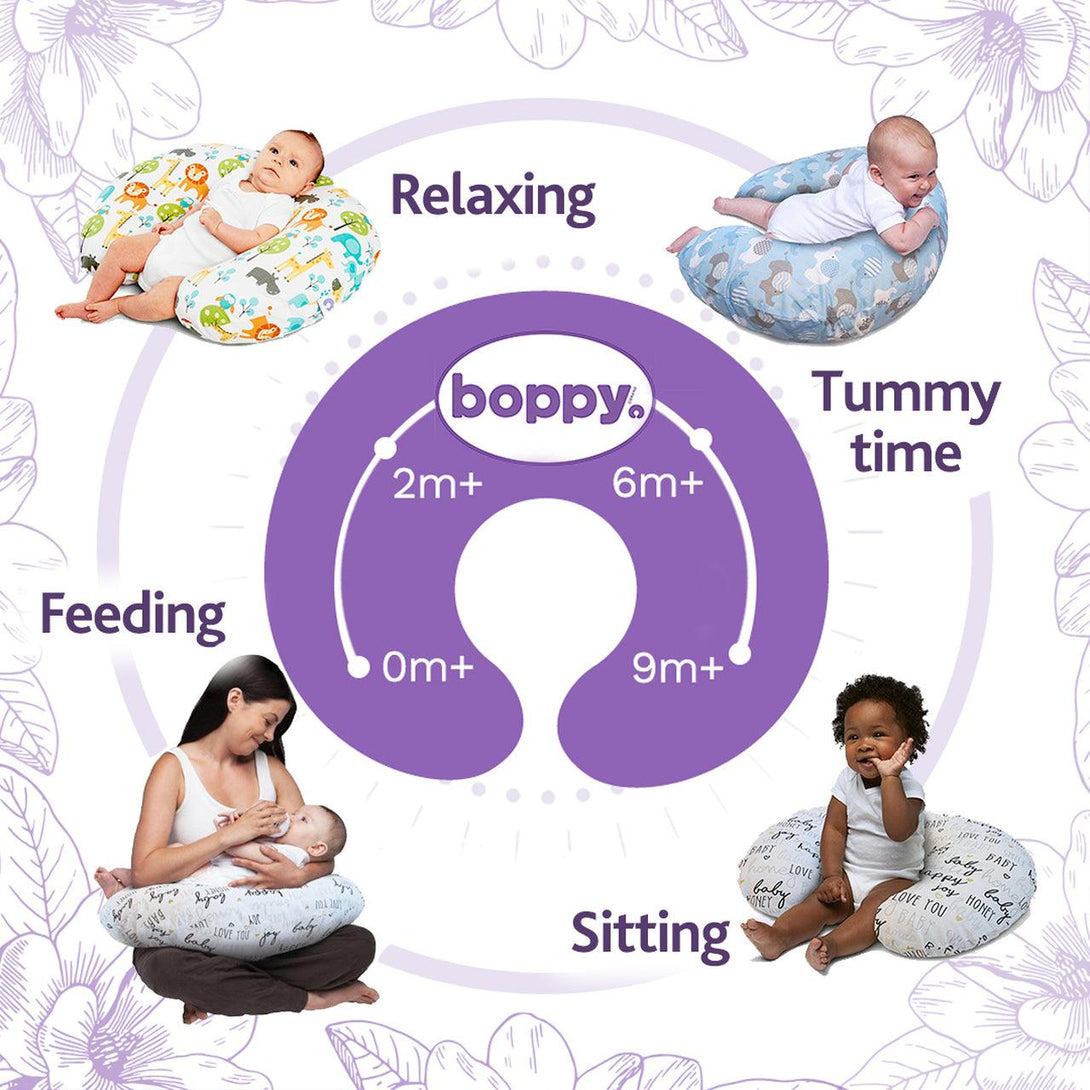 Chicco Boppy Feeding and Infant Support Pillow - Charcoal Geo Circles - Aussie Baby