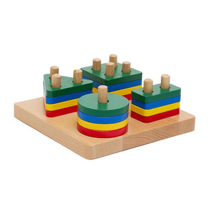 Colour Sorting Geometric Block Puzzles on Dowels - Aussie Baby