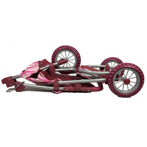 Girls Three Wheel Doll Stroller - Purple - Aussie Baby