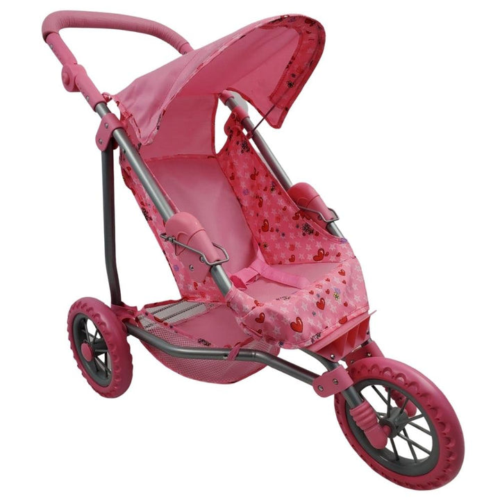 Girls Three Wheel Doll Stroller - Heart - Aussie Baby
