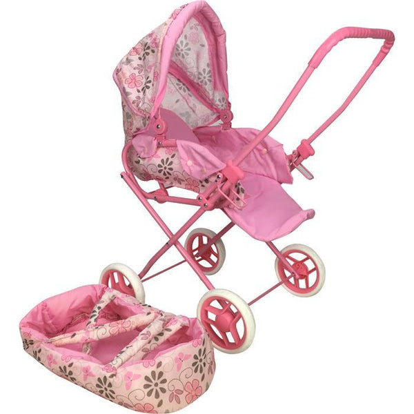 Girls Retro Style Doll Pram - Flower - Aussie Baby