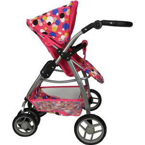 Deluxe Doll Pram with Carry Cot - Polka Dots - Aussie Baby