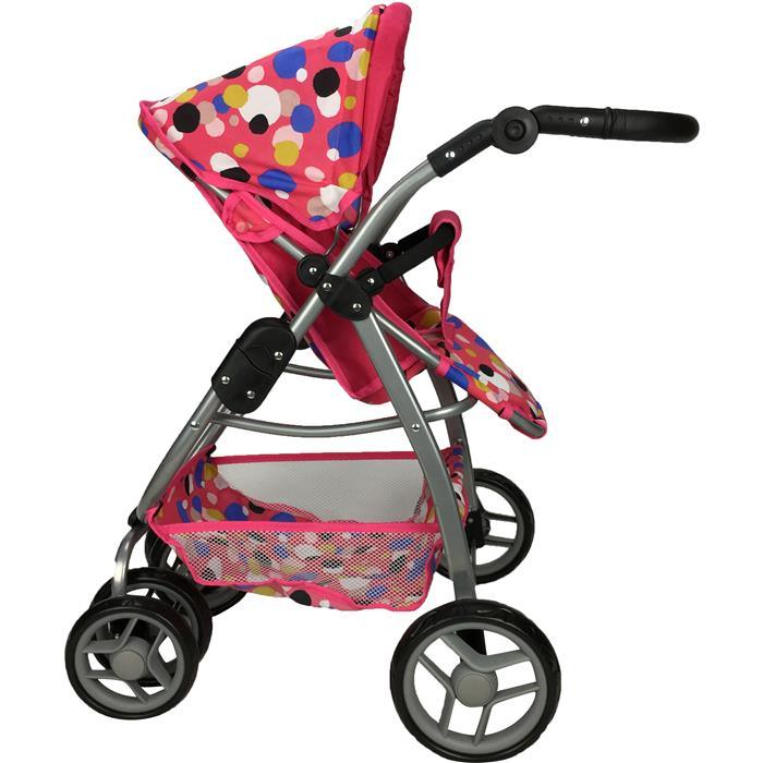 Deluxe Doll Pram with Carry Cot - Polka Dots - Aussie Baby