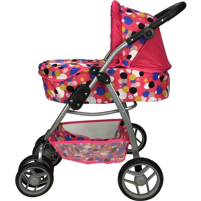 Deluxe Doll Pram with Carry Cot - Polka Dots - Aussie Baby