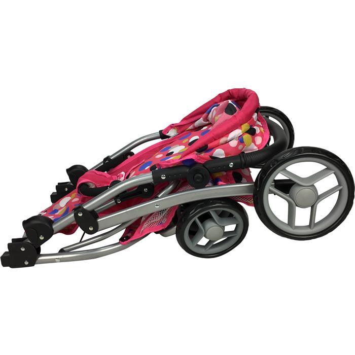 Deluxe Doll Pram with Carry Cot - Polka Dots - Aussie Baby
