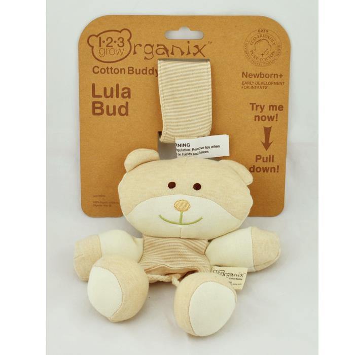 123 Grow Organix Cotton Buddy Pull String Nursery Musical Toy - Bear - Aussie Baby
