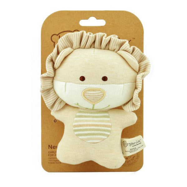 123 Grow Organix Cotton Buddy Squeaky Rattle - Lion - Aussie Baby