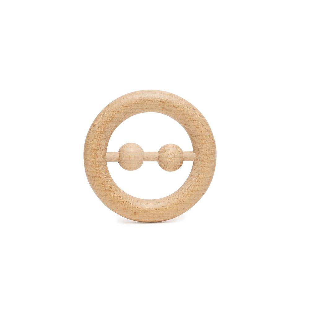 Disc Shaped Wooden Rattle and Teether - Aussie Baby