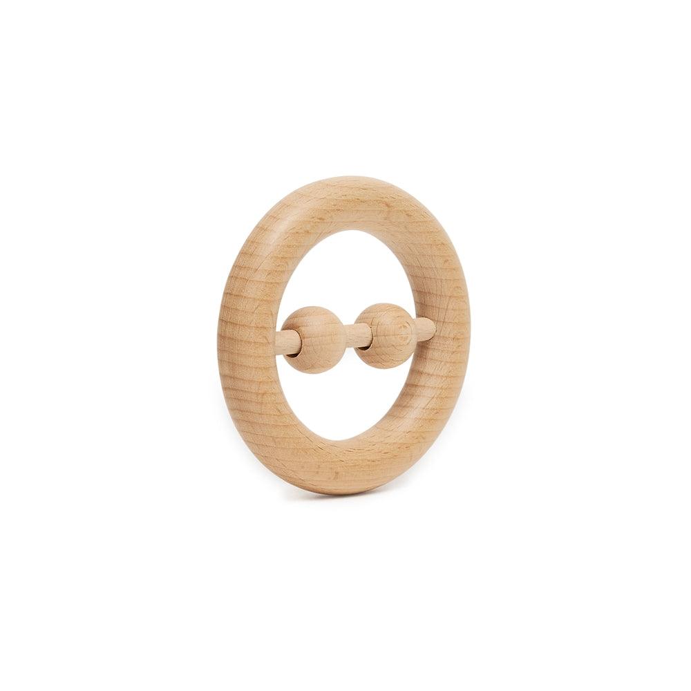 Disc Shaped Wooden Rattle and Teether - Aussie Baby