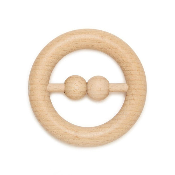 Disc Shaped Wooden Rattle and Teether - Aussie Baby