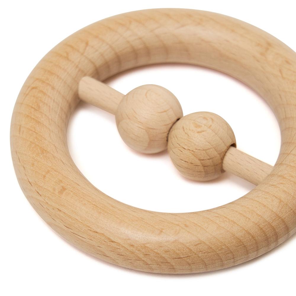 Disc Shaped Wooden Rattle and Teether - Aussie Baby