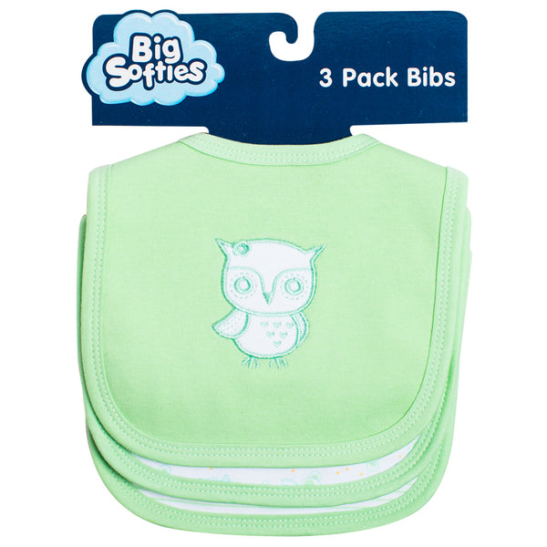 Big Softies Applique & Printed Bibs (3 pack) - Green