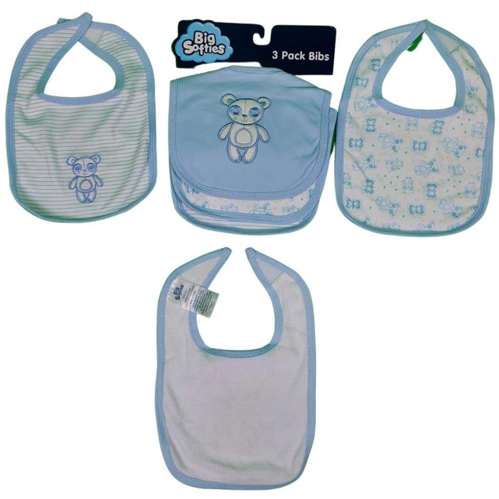 Big Softies Applique & Printed Bibs (3 pack) - Blue - Aussie Baby