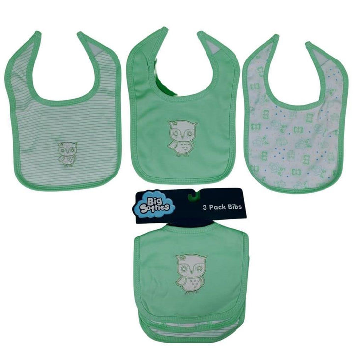 Big Softies Applique & Printed Bibs (3 pack) - Green - Aussie Baby