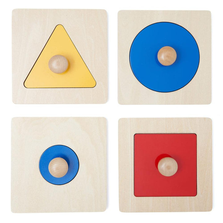 Geometric 4 Shape Puzzle and Play Toy for Toddlers - Wooden Montessori Toys - Aussie Baby