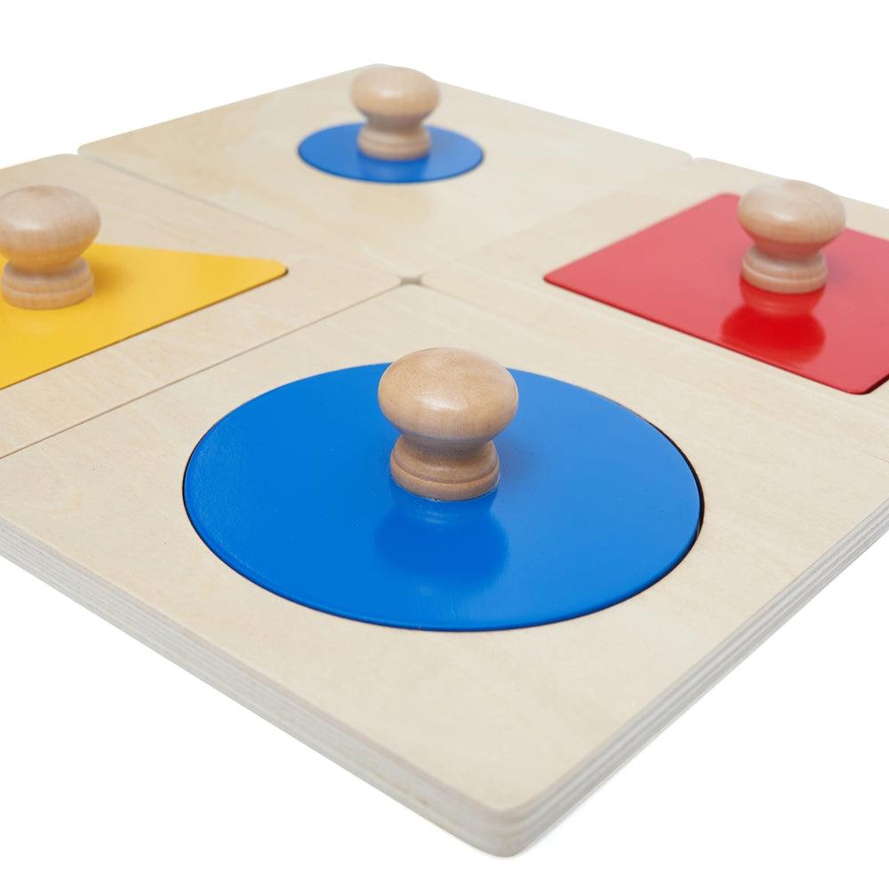 Geometric 4 Shape Puzzle and Play Toy for Toddlers - Wooden Montessori Toys - Aussie Baby