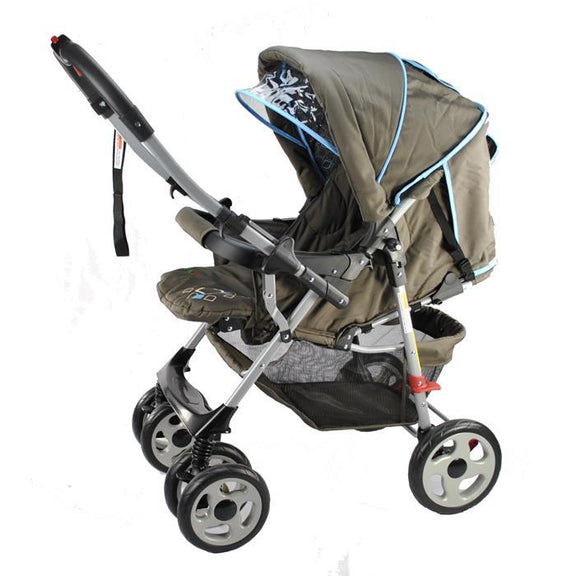 Aussie Baby Deluxe Reverse Handle Pram Diamond Blue