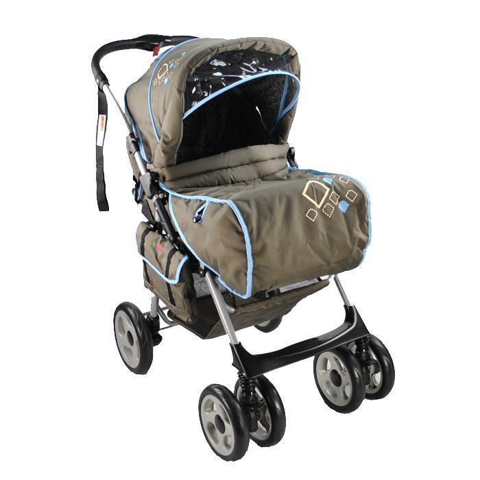 Aussie Baby Deluxe Reverse Handle Pram - Diamond Blue - Aussie Baby