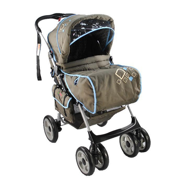 Aussie Baby Deluxe Reverse Handle Pram - Diamond Blue - Aussie Baby